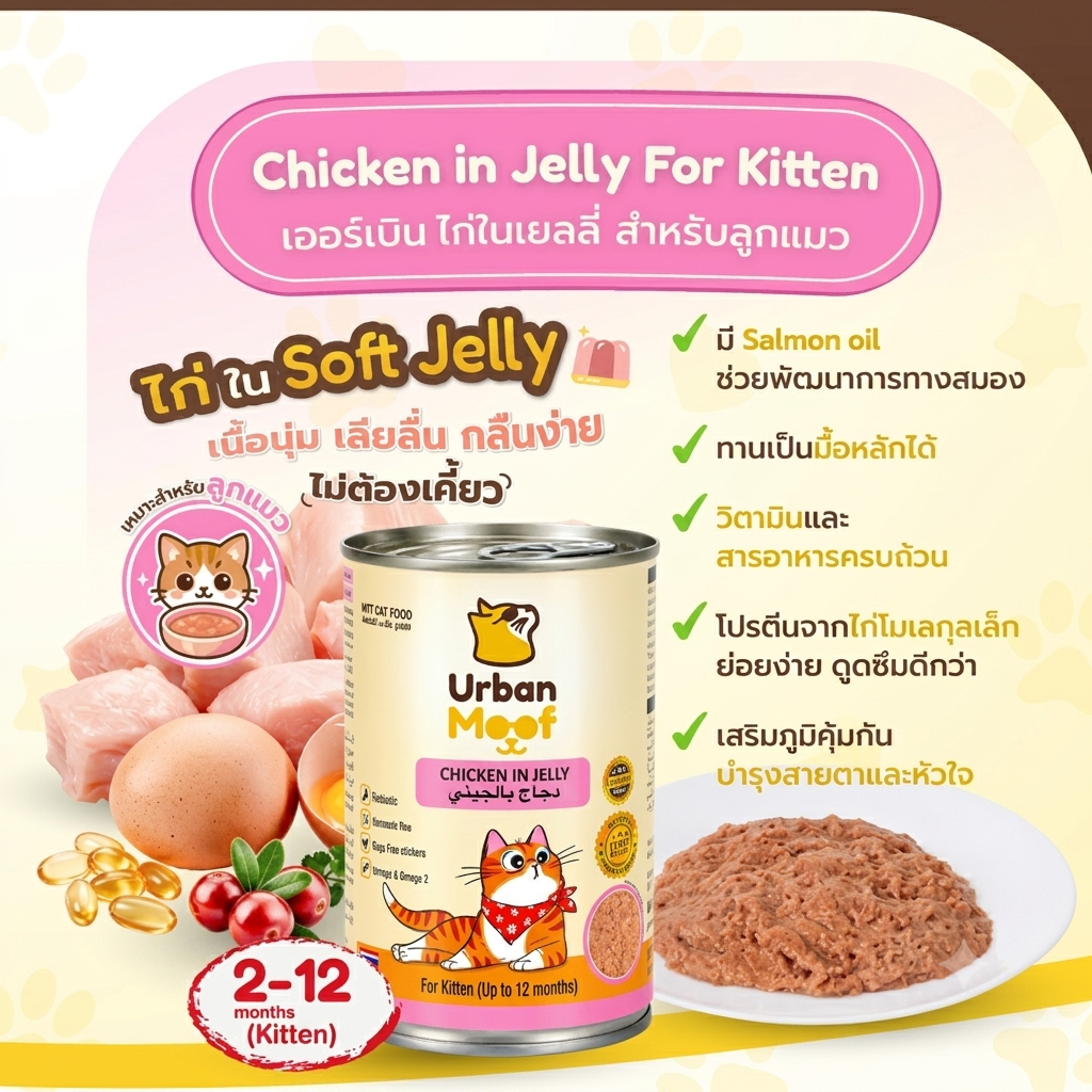 URBAN MOOF | WET CAT FOOD -  CHICKEN IN JELLY FOR KITTEN
