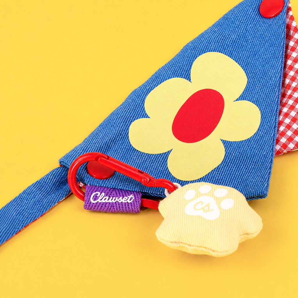 CLAWSET Studio® Picnic Bloom | Bandana Collar - Navy