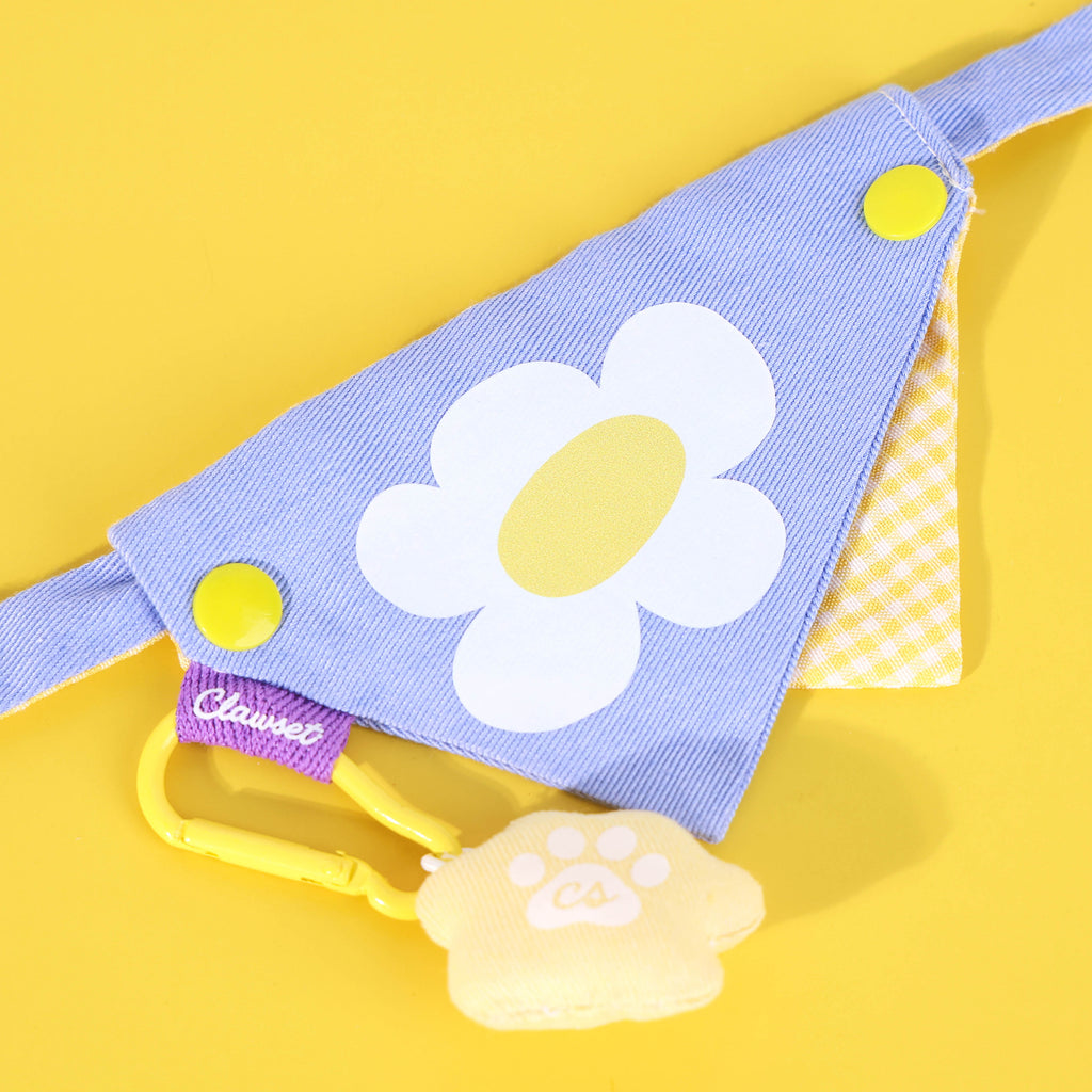 CLAWSET Studio® Picnic Bloom | Bandana Collar - Blue Daisy