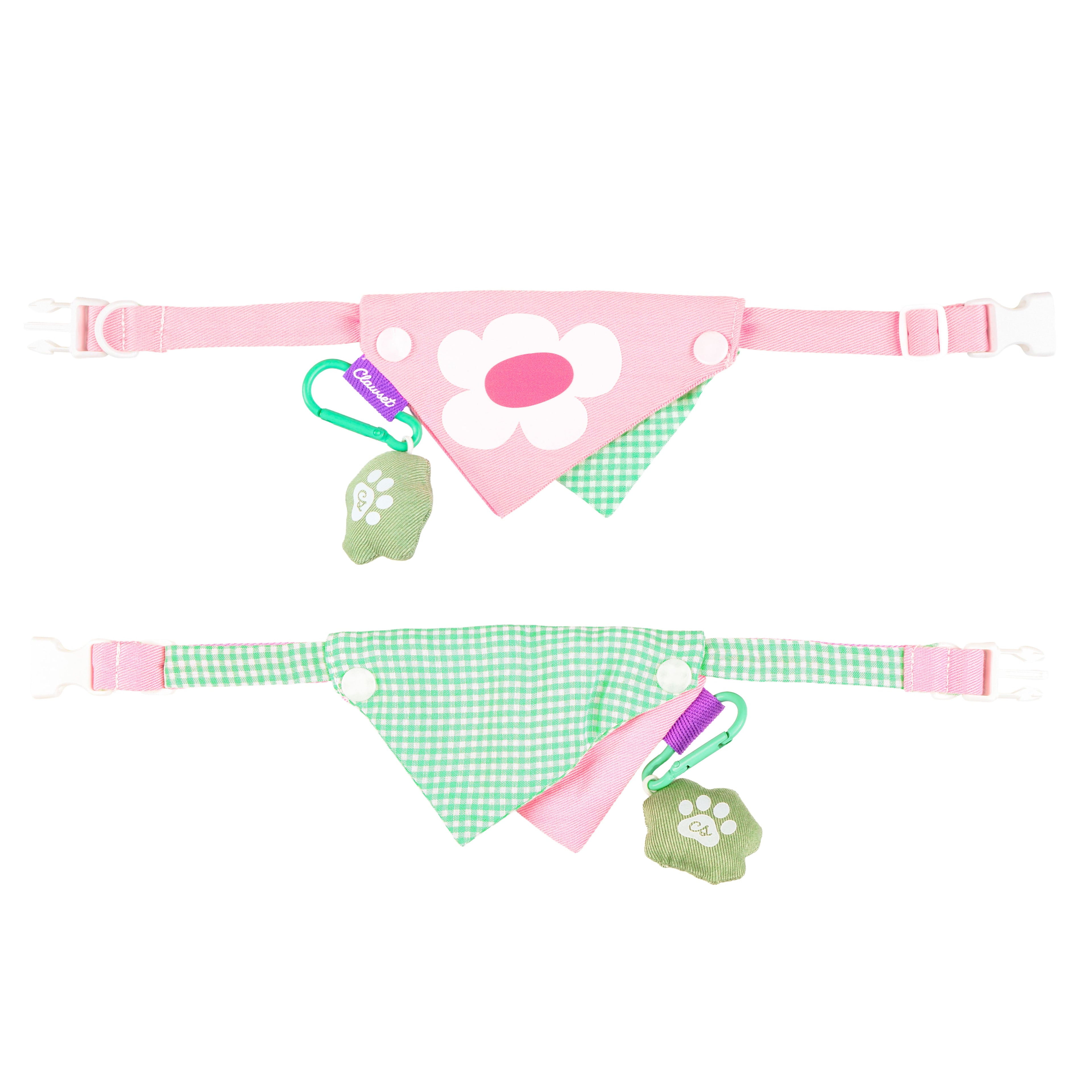 CLAWSET Studio® Picnic Bloom | Bandana Collar - Pink Daisy