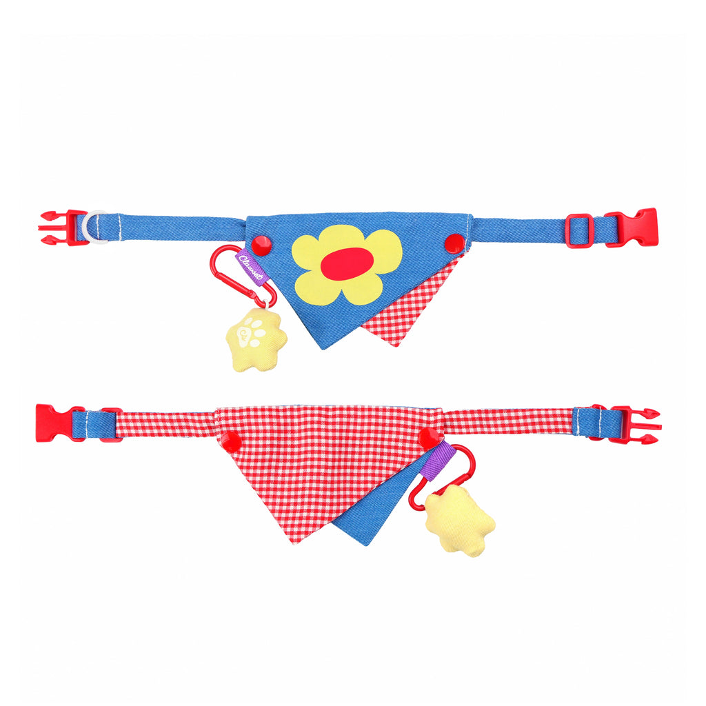 CLAWSET Studio® Picnic Bloom | Bandana Collar - Navy