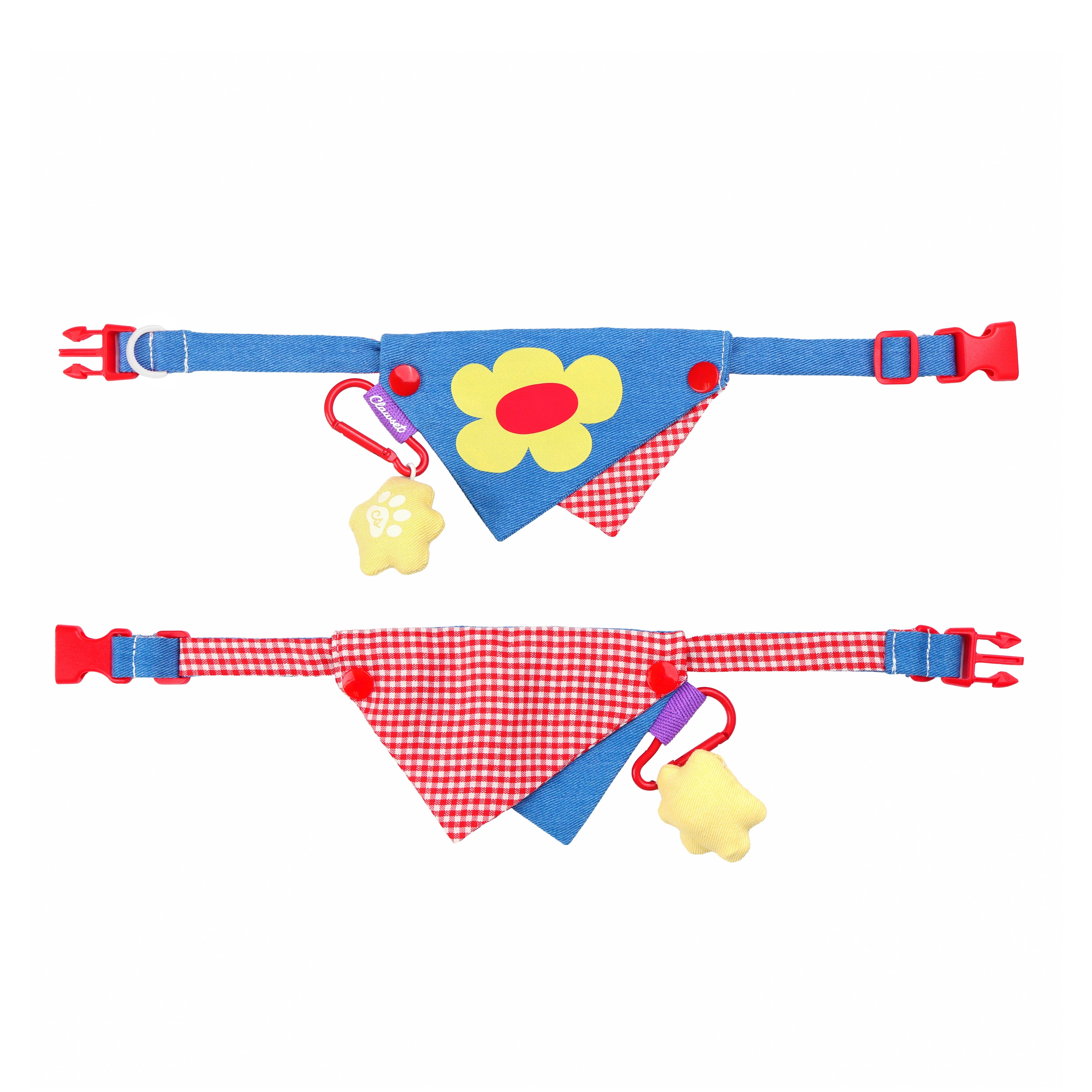 CLAWSET Studio® Picnic Bloom | Bandana Collar - Navy