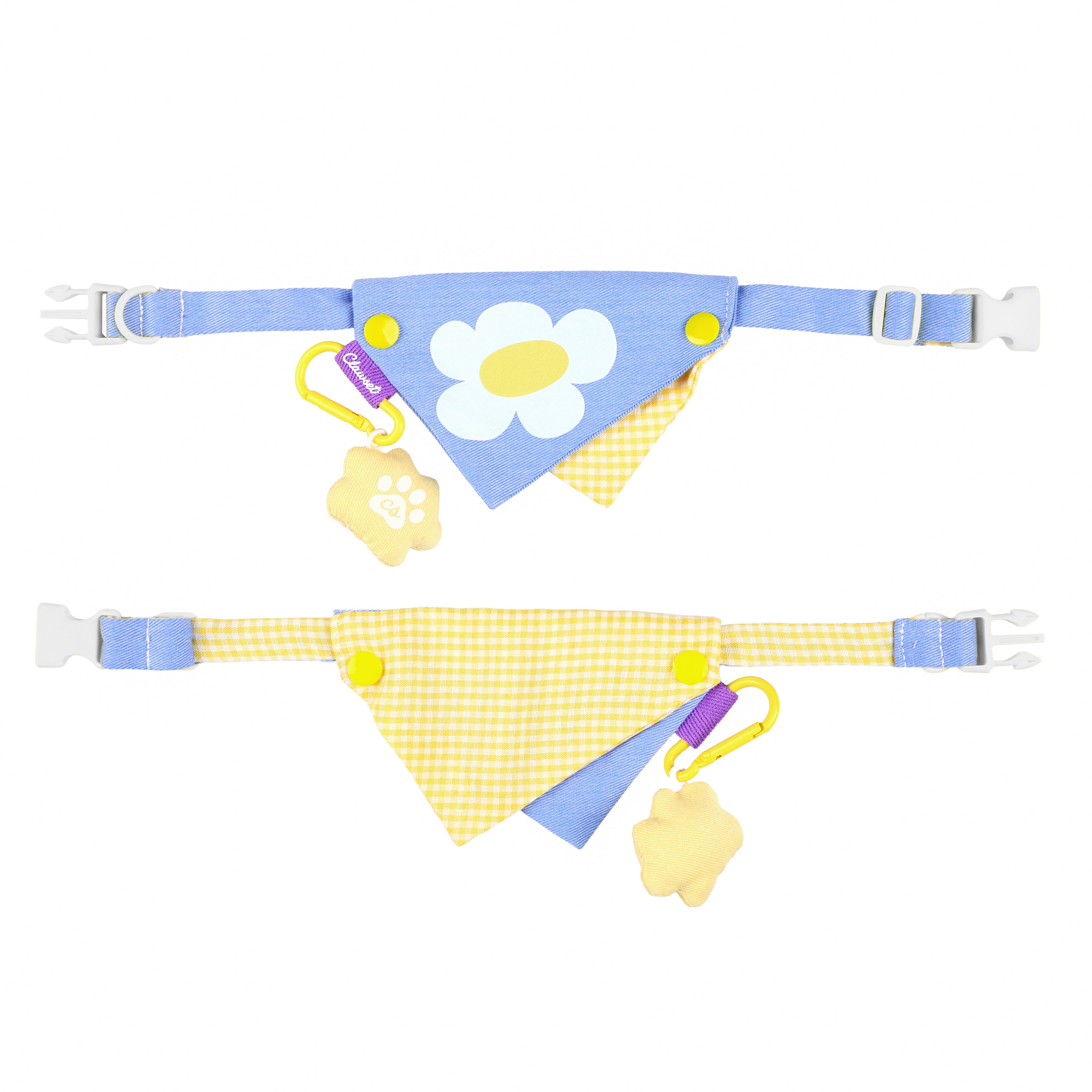 CLAWSET Studio® Picnic Bloom | Bandana Collar - Blue Daisy