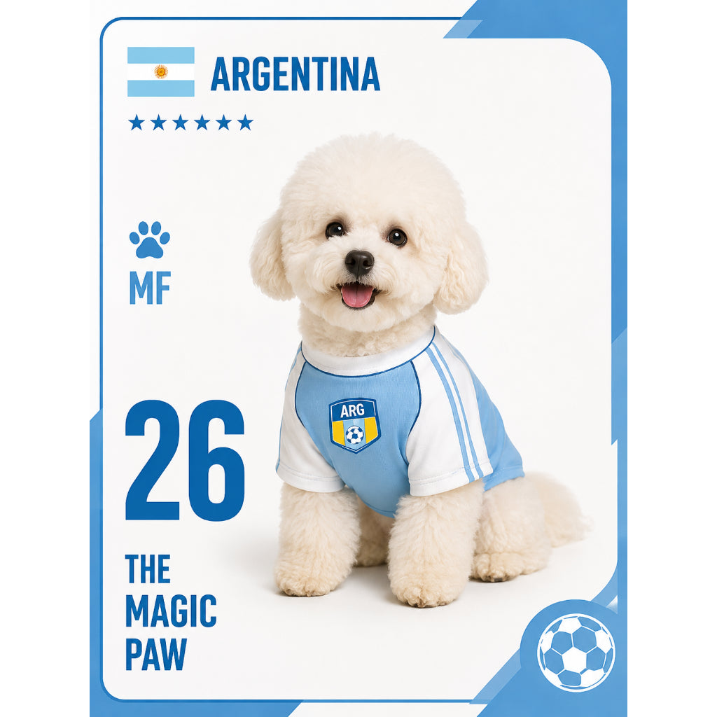 CLAWSET Studio® | PAW WORLD CUP 2026 -Argentina เสื้อฟุตบอลสัตว์เลี้ยงทีมชาติอาร์เจนติน่า
