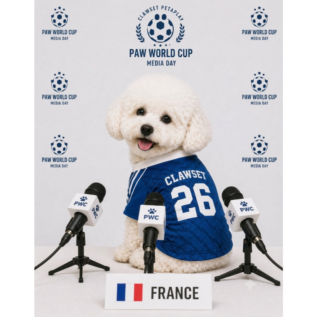 CLAWSET Studio® | PAW WORLD CUP 2026 - FRANCE เสื้อฟุตบอลสัตว์เลี้ยงทีมชาติฝรั่งเศส