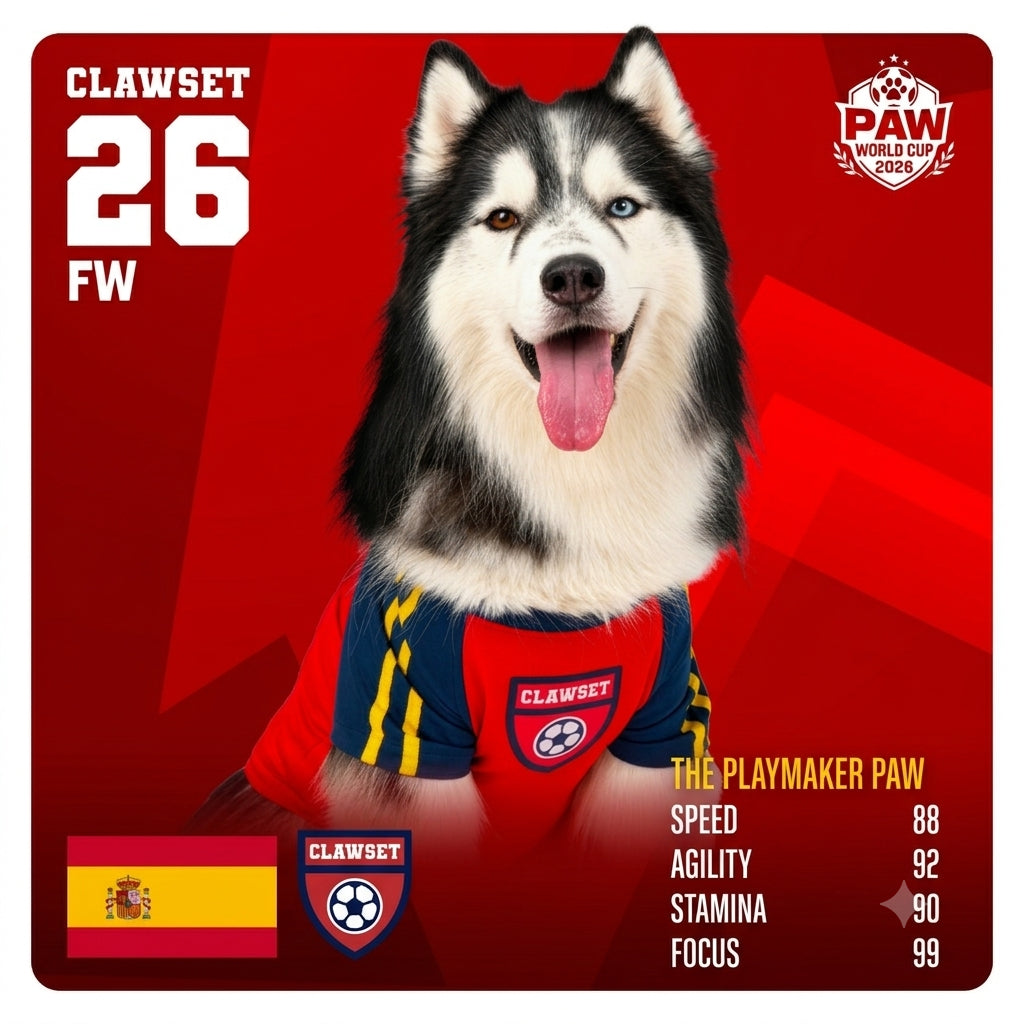 CLAWSET Studio® | PAW WORLD CUP 2026 -SPAIN เสื้อฟุตบอลสัตว์เลี้ยงทีมชาติสเปน