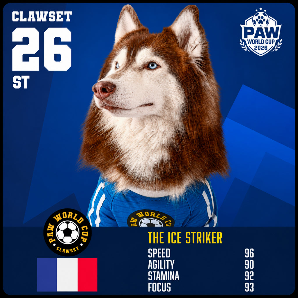 CLAWSET Studio® | PAW WORLD CUP 2026 - FRANCE เสื้อฟุตบอลสัตว์เลี้ยงทีมชาติฝรั่งเศส
